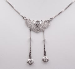 Antique White Gold and Diamond Necklace, 1940s