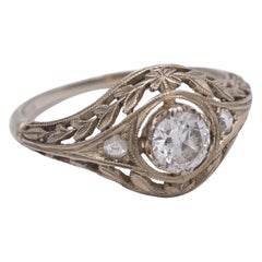 Antique White Gold and Diamond Ring, 1930s