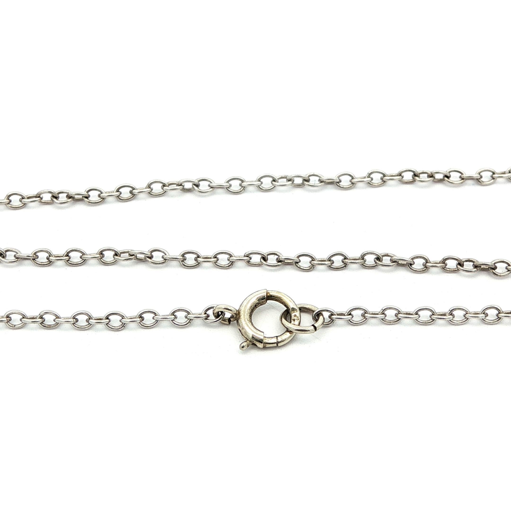 Ciondolo in oro bianco antico con pietra di sangue, collana A Link da 16,5