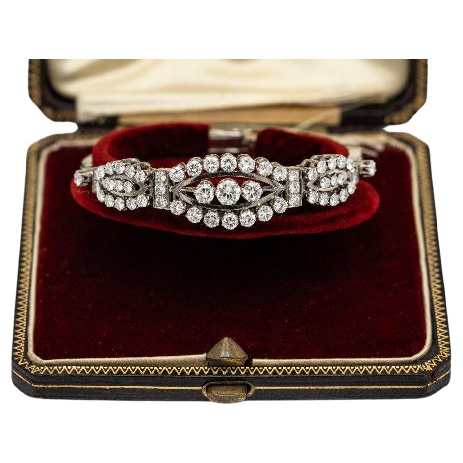 Antique white gold bracelet with diamonds, 5.21ct. For Sale