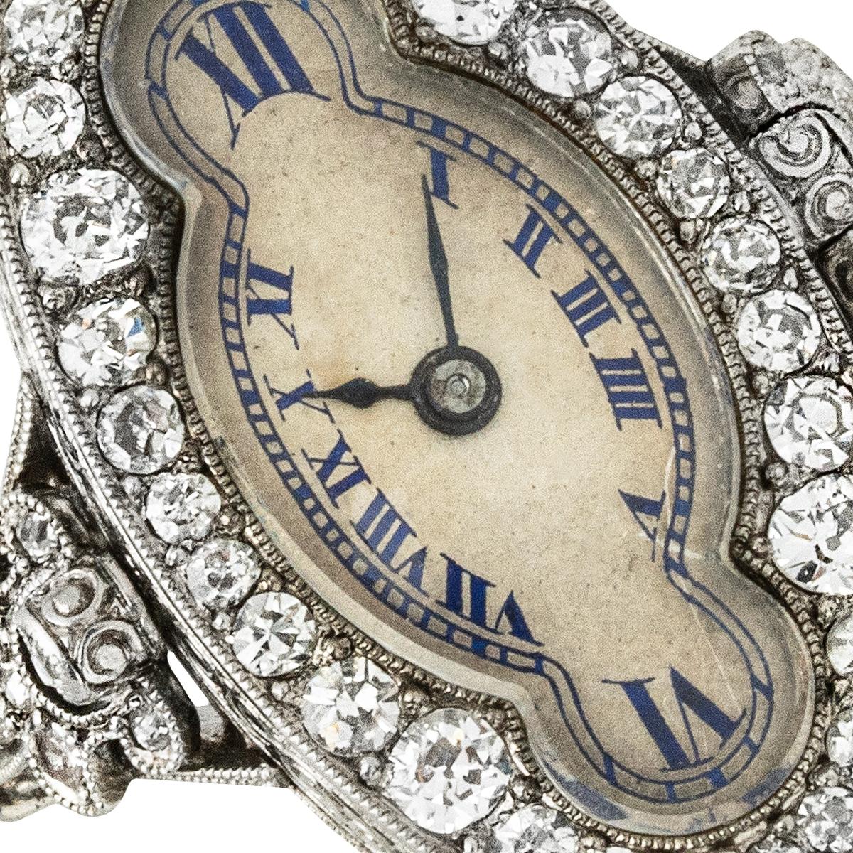Women's Antique White Gold Diamond Ring Watch Circa 1890's For Sale
