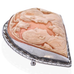 Antique White Gold "Edwardian Marriage" Cameo Brooch