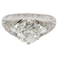 Antiker Weißgoldring mit Diamanten im alt-europäischen Brillantschliff, 1,70 ct