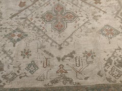 Antique White Ground Oushak Rug with Large Scale All-Over Design