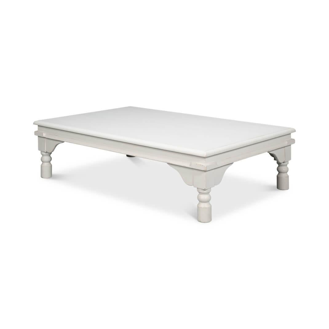 Rustic Antique White Lowrise Coffee Table For Sale