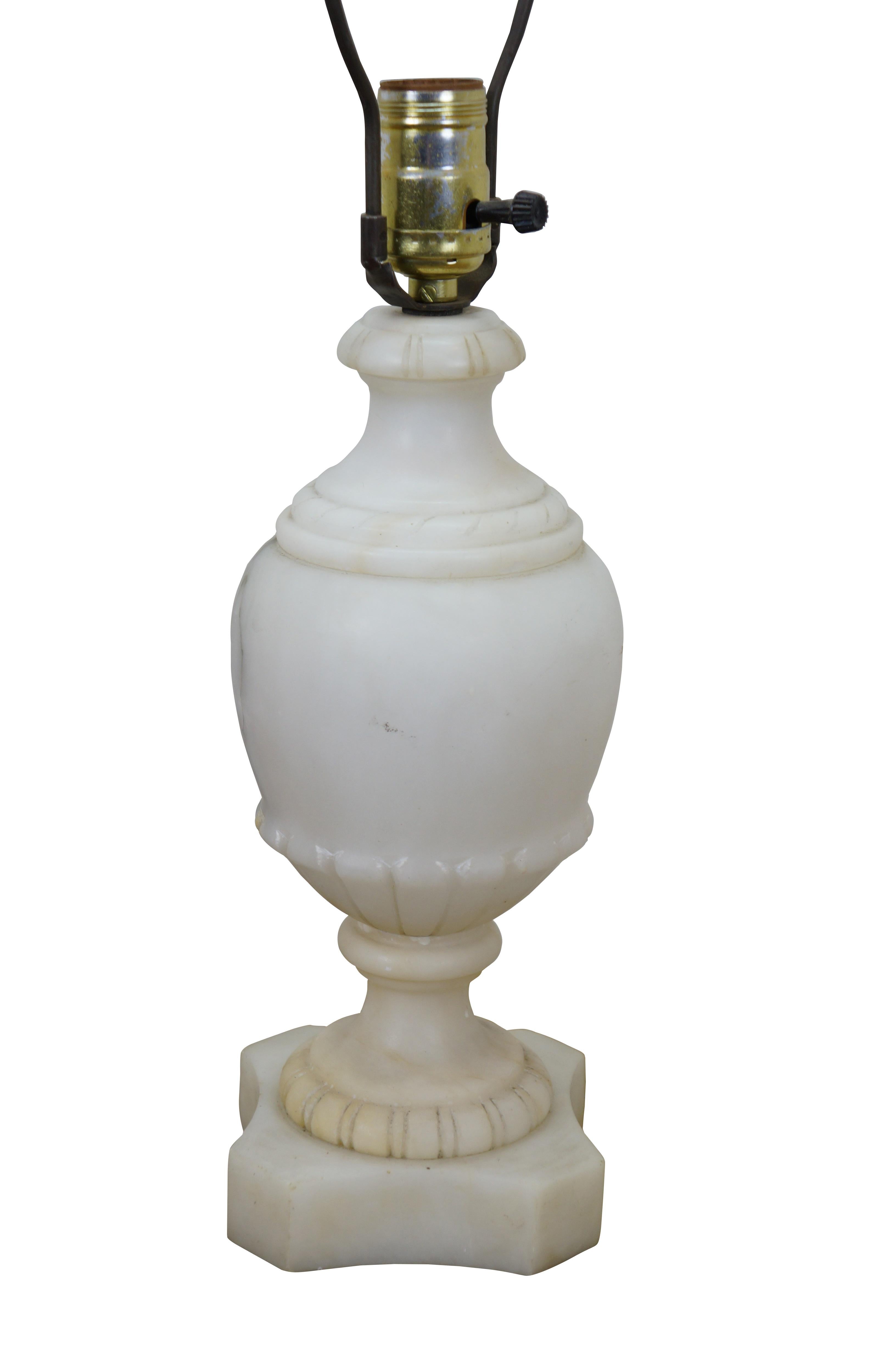 Victorian Antique White Marble Alabaster Trophy Urn Vanity Table Lamp 24