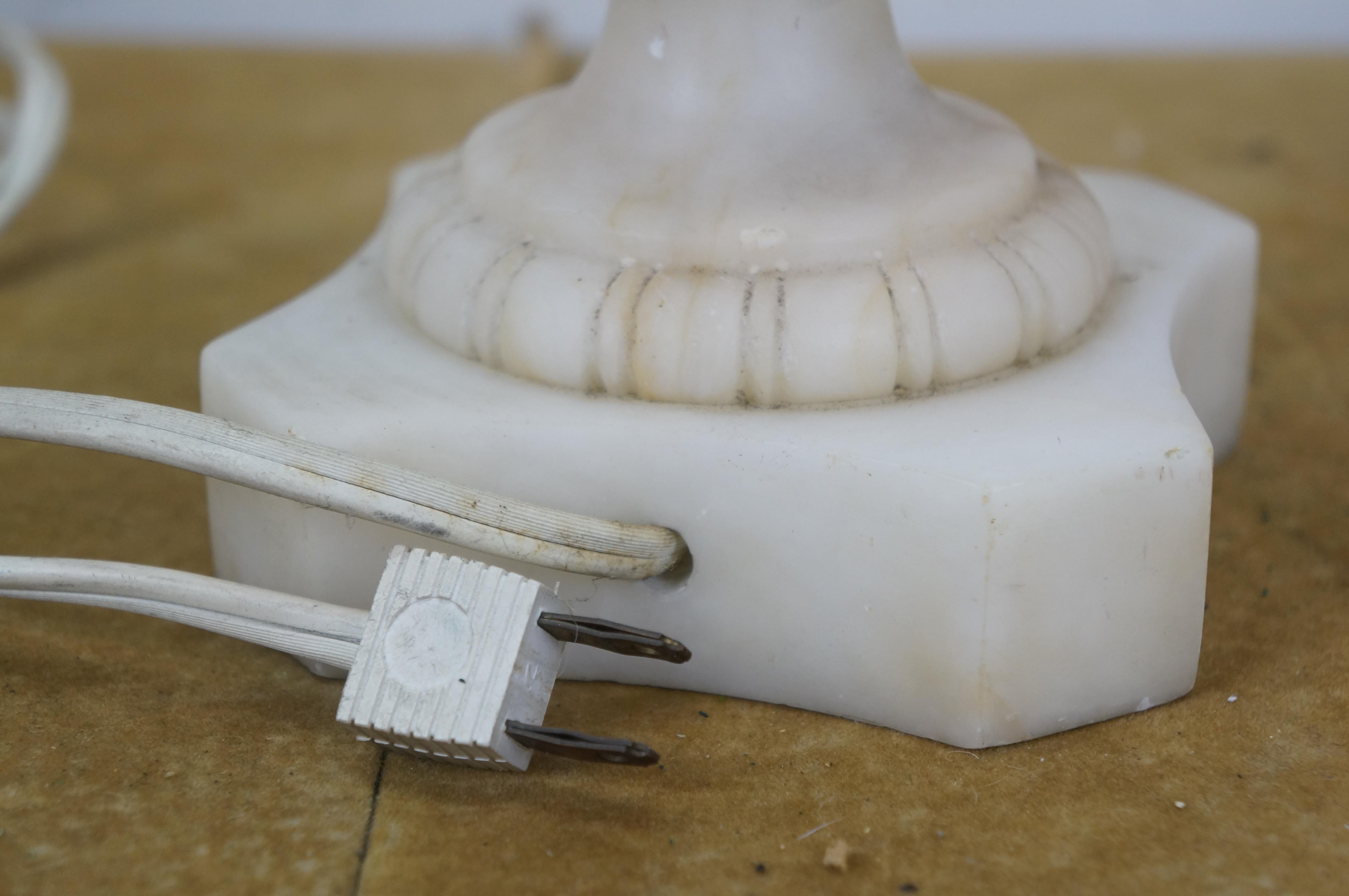 20th Century Antique White Marble Alabaster Trophy Urn Vanity Table Lamp 24