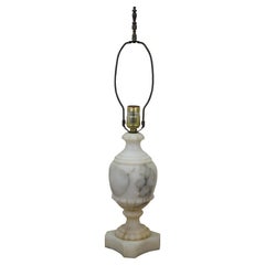 Antique White Marble Alabaster Trophy Urn Vanity Table Lamp 24"
