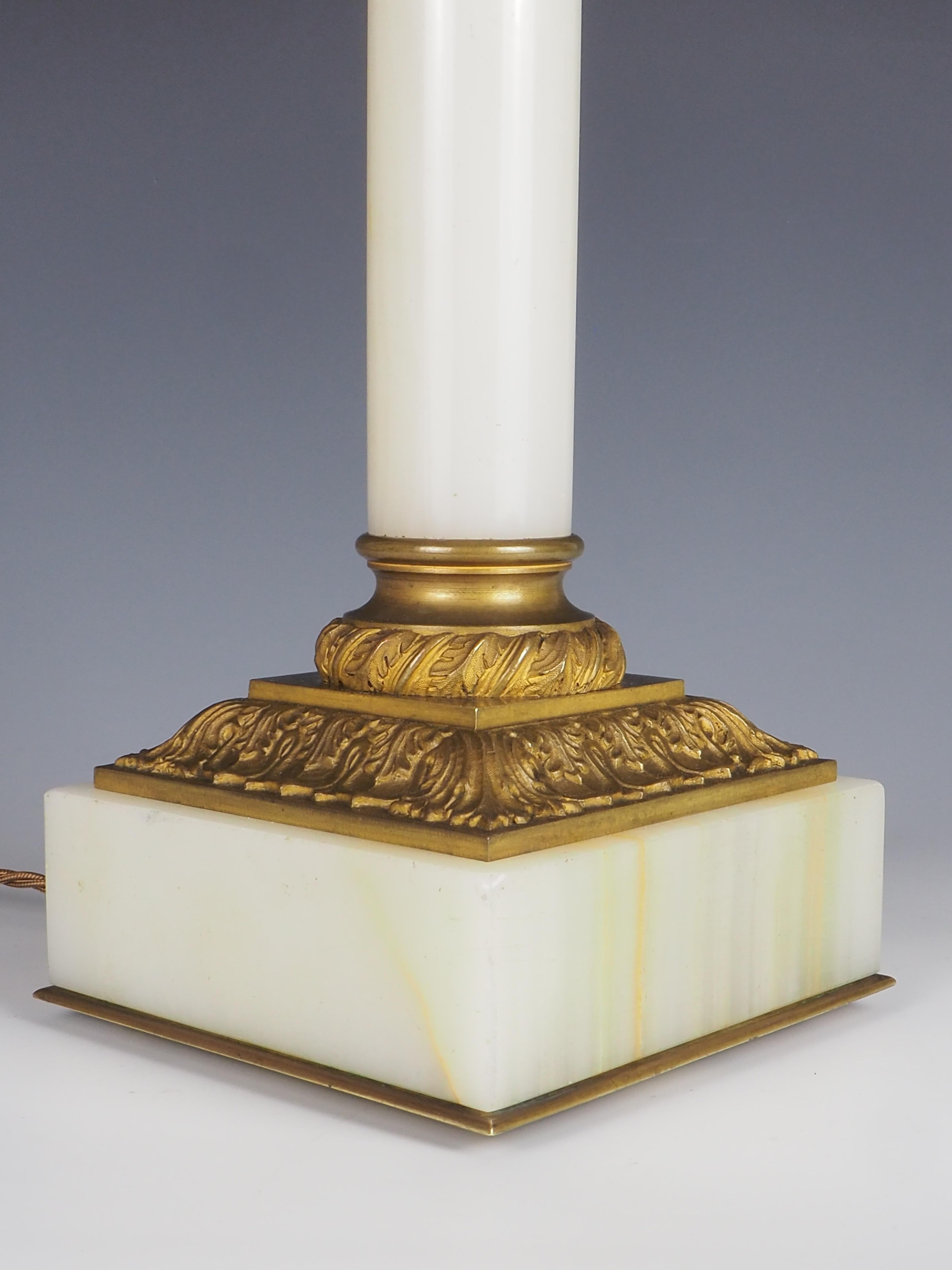 Antique White Marble Corinthian Table Lamp For Sale 5