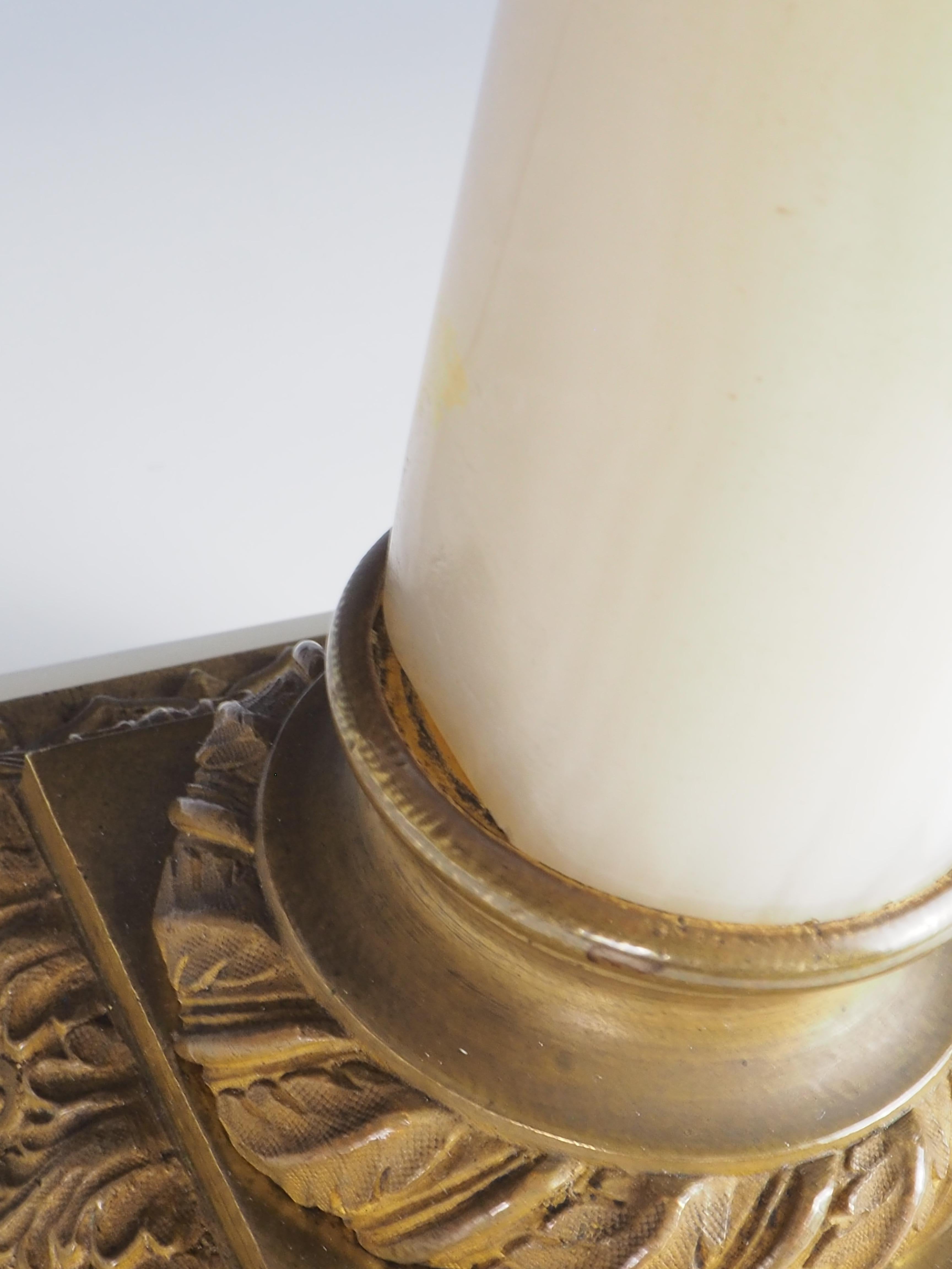 Antique White Marble Corinthian Table Lamp For Sale 12