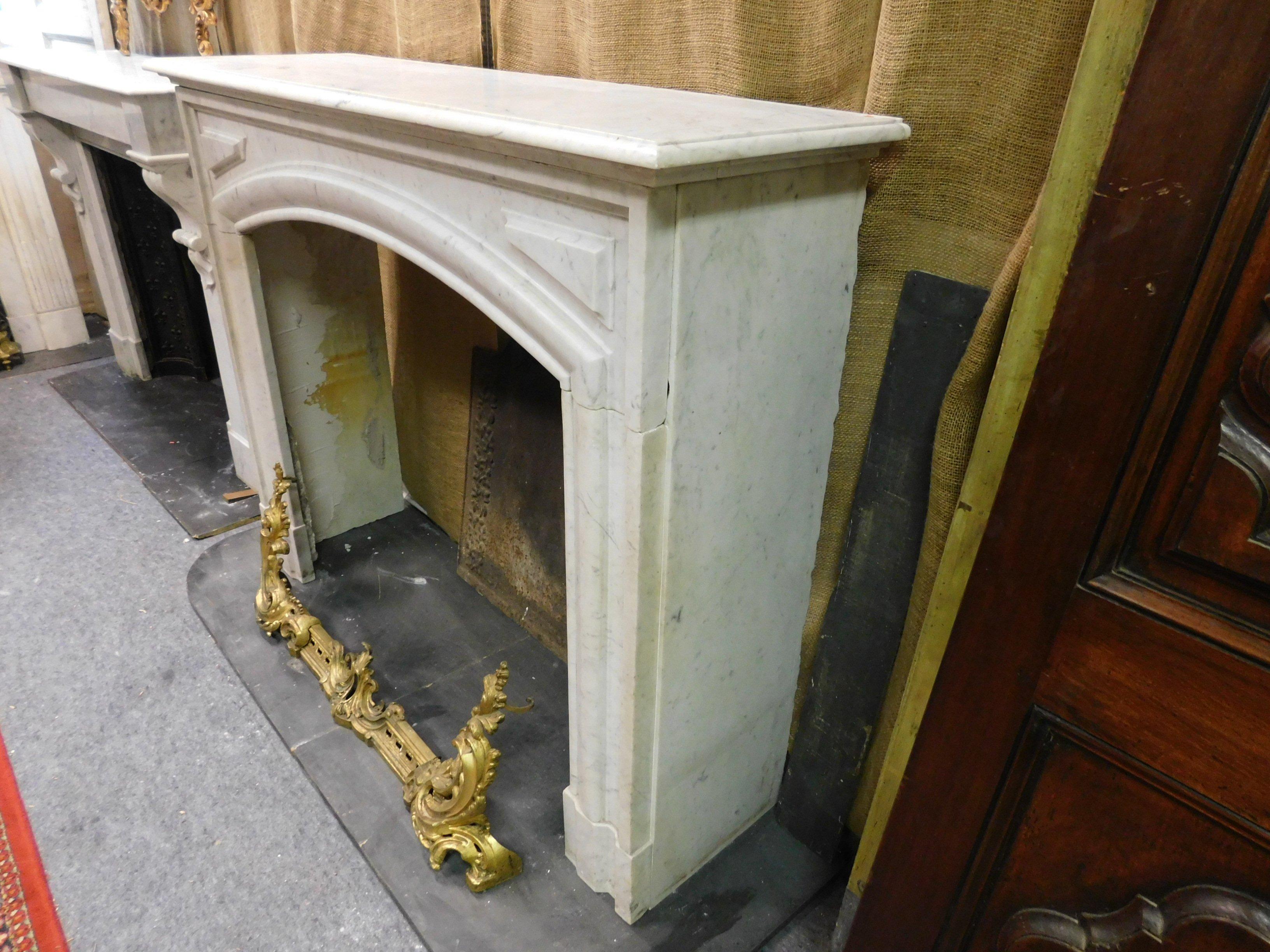 Antique White Marble Fireplace, 19th Century, Italy 1