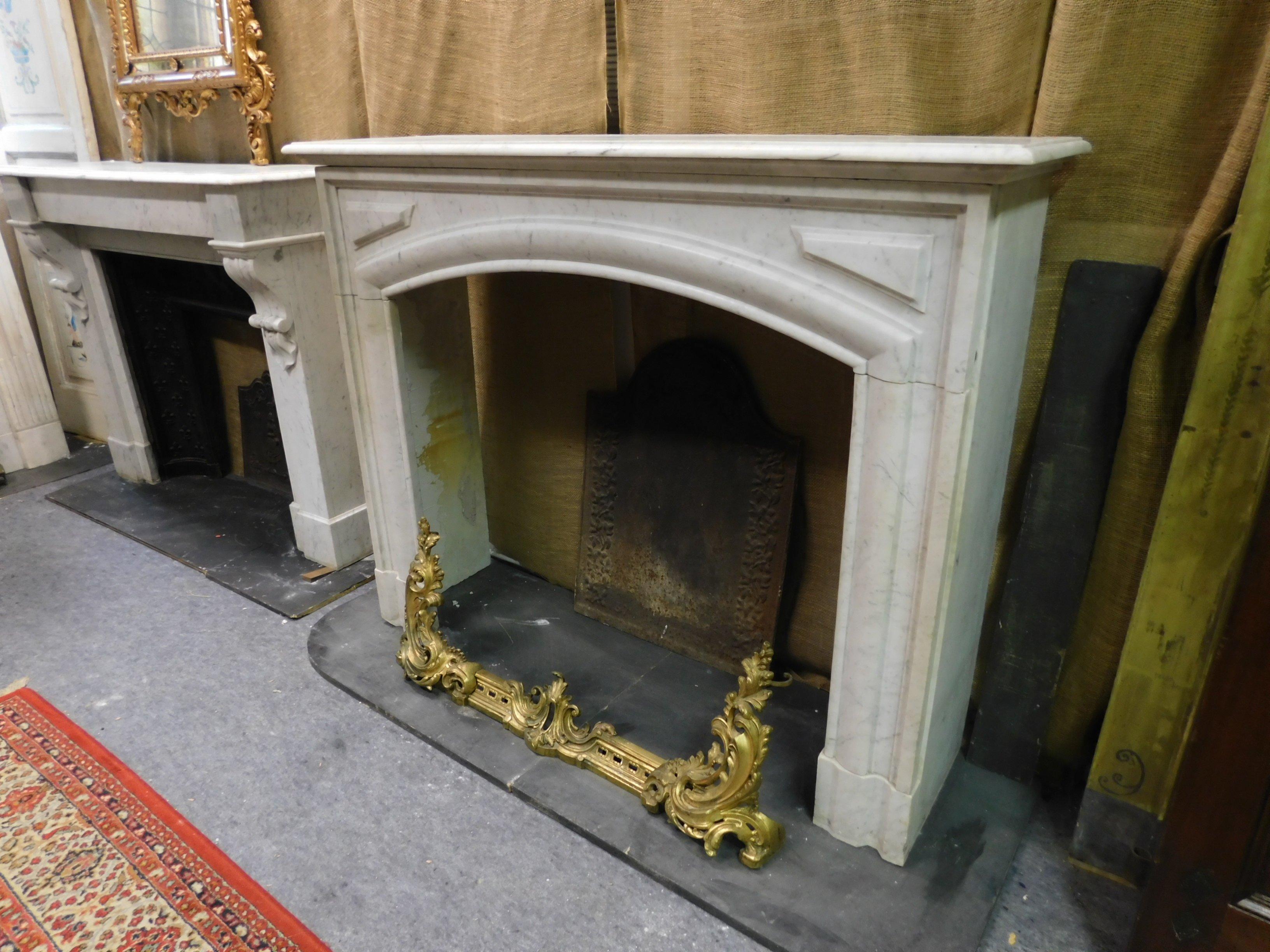 Antique White Marble Fireplace, 19th Century, Italy 3