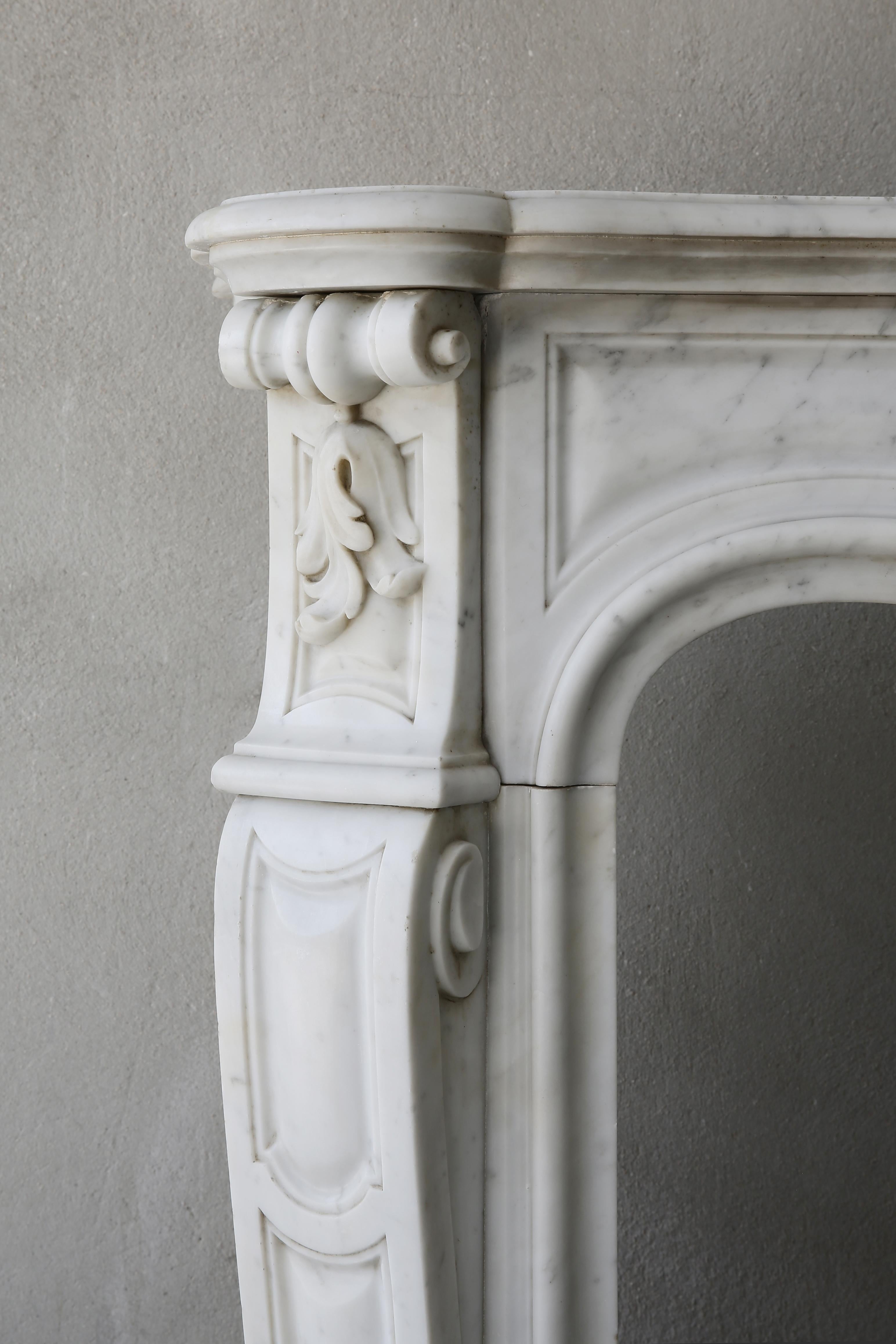 Antique White Marble Fireplace, Louis XV, 19th Century 4