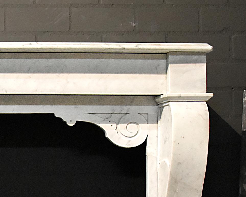 Late 19th Century Antique White Marble Fireplace Mantel, 19th Century For Sale