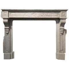 Antique White Marble Fireplace Mantel, 19th Century