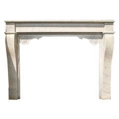 Antique White Marble Fireplace Mantel, 19th Century