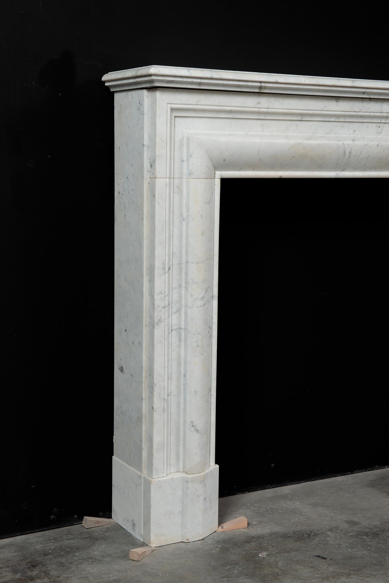 French Antique White Marble Fireplace Mantel For Sale