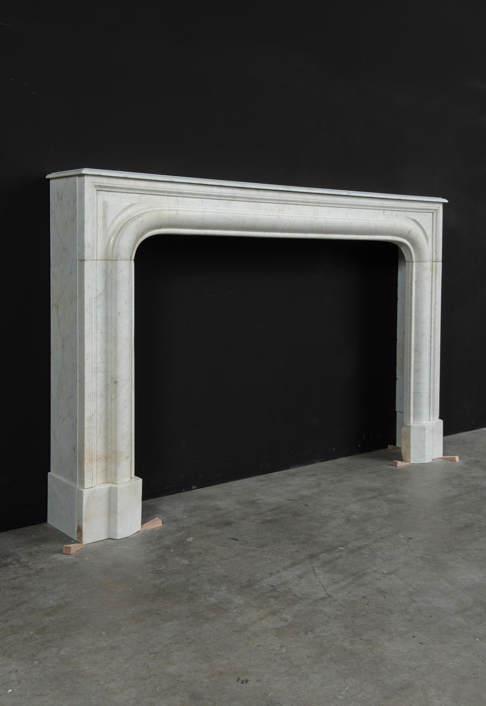 French Antique White Marble Fireplace Mantel