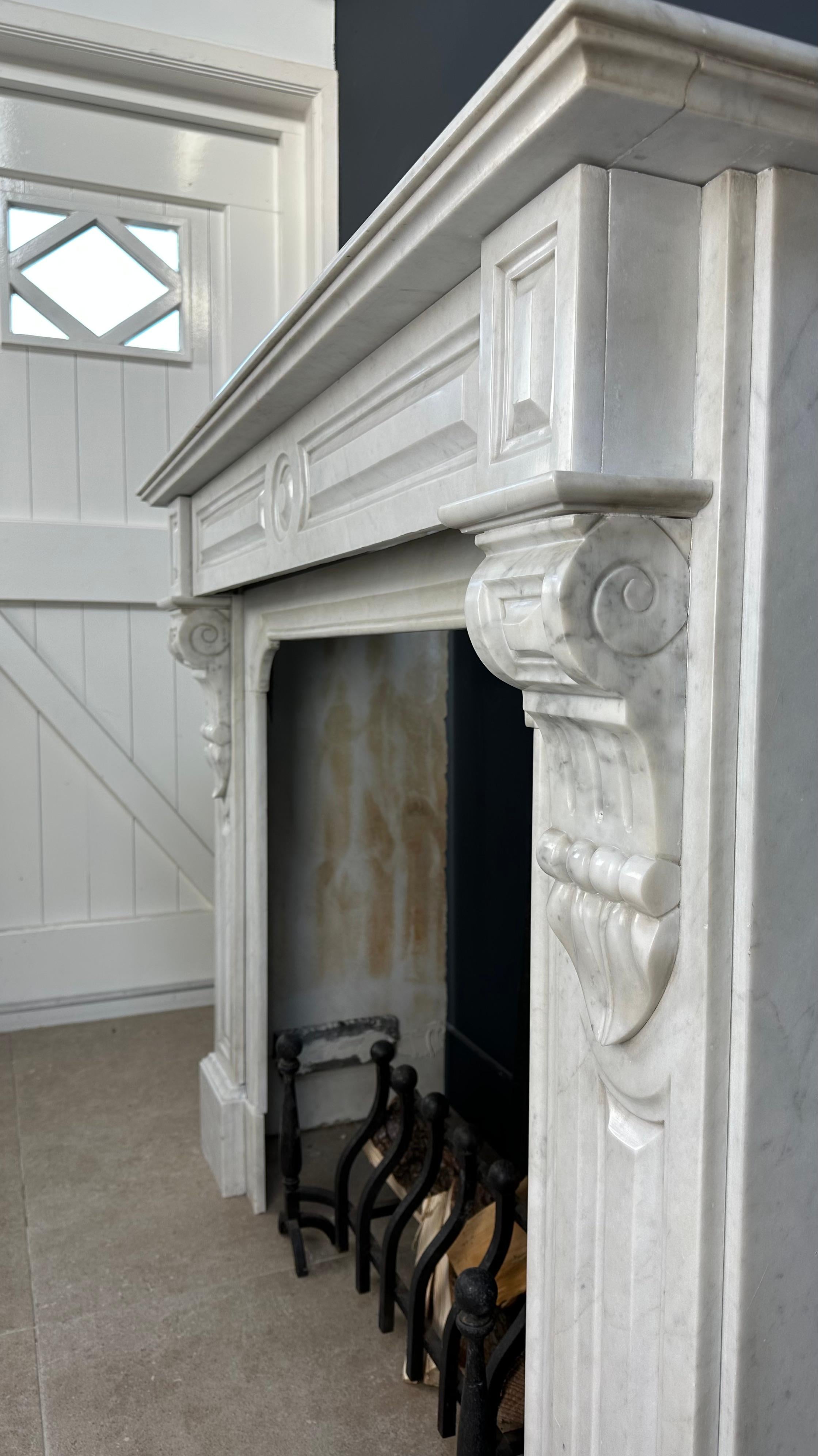 Antique White Marble Fireplace Surround 1