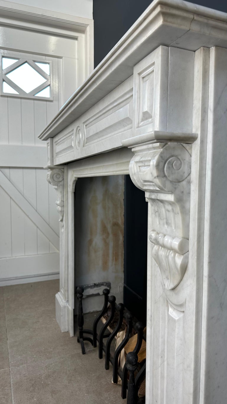 Antique White Marble Fireplace Surround For Sale at 1stDibs