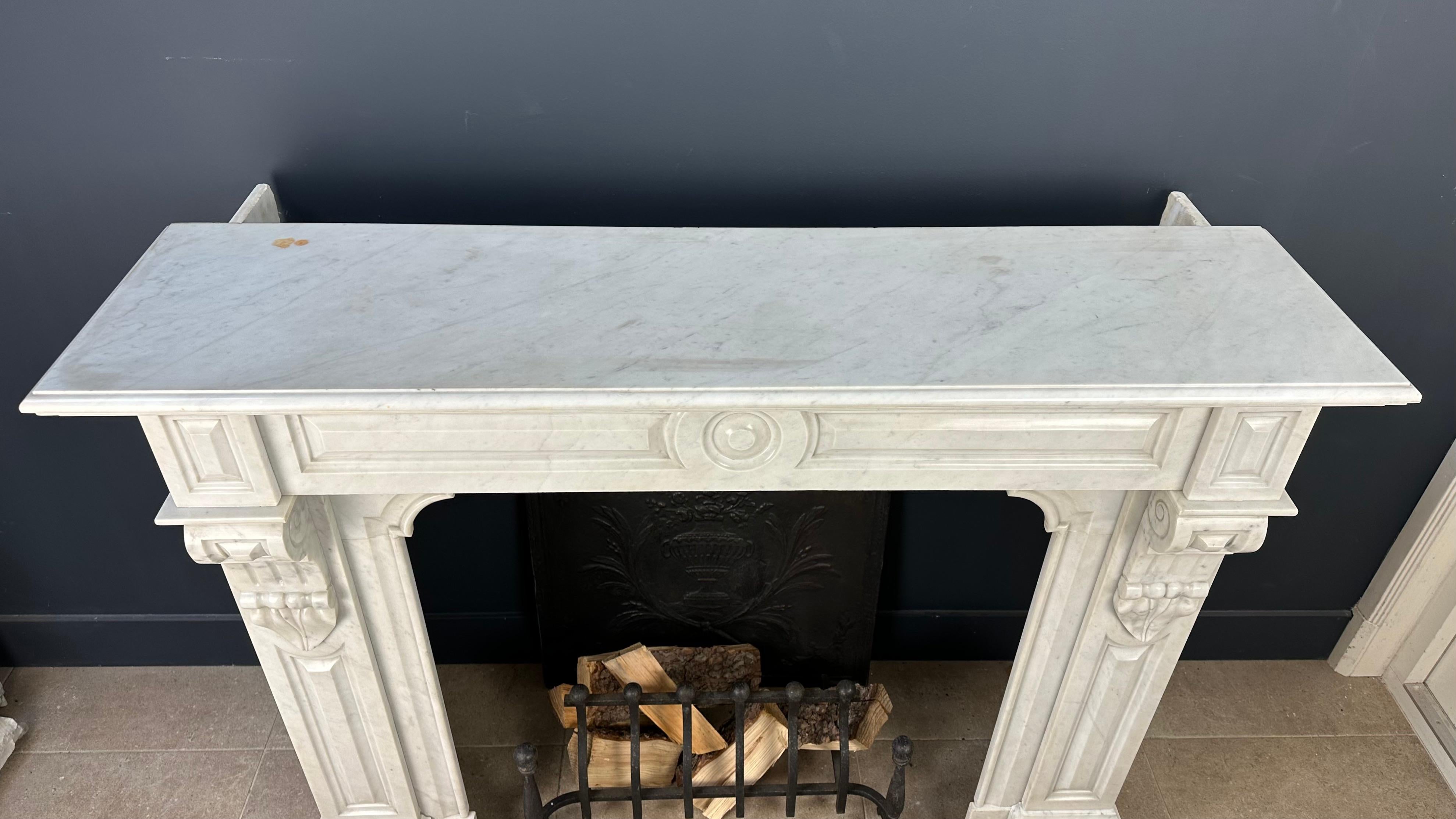 Antique White Marble Fireplace Surround 4