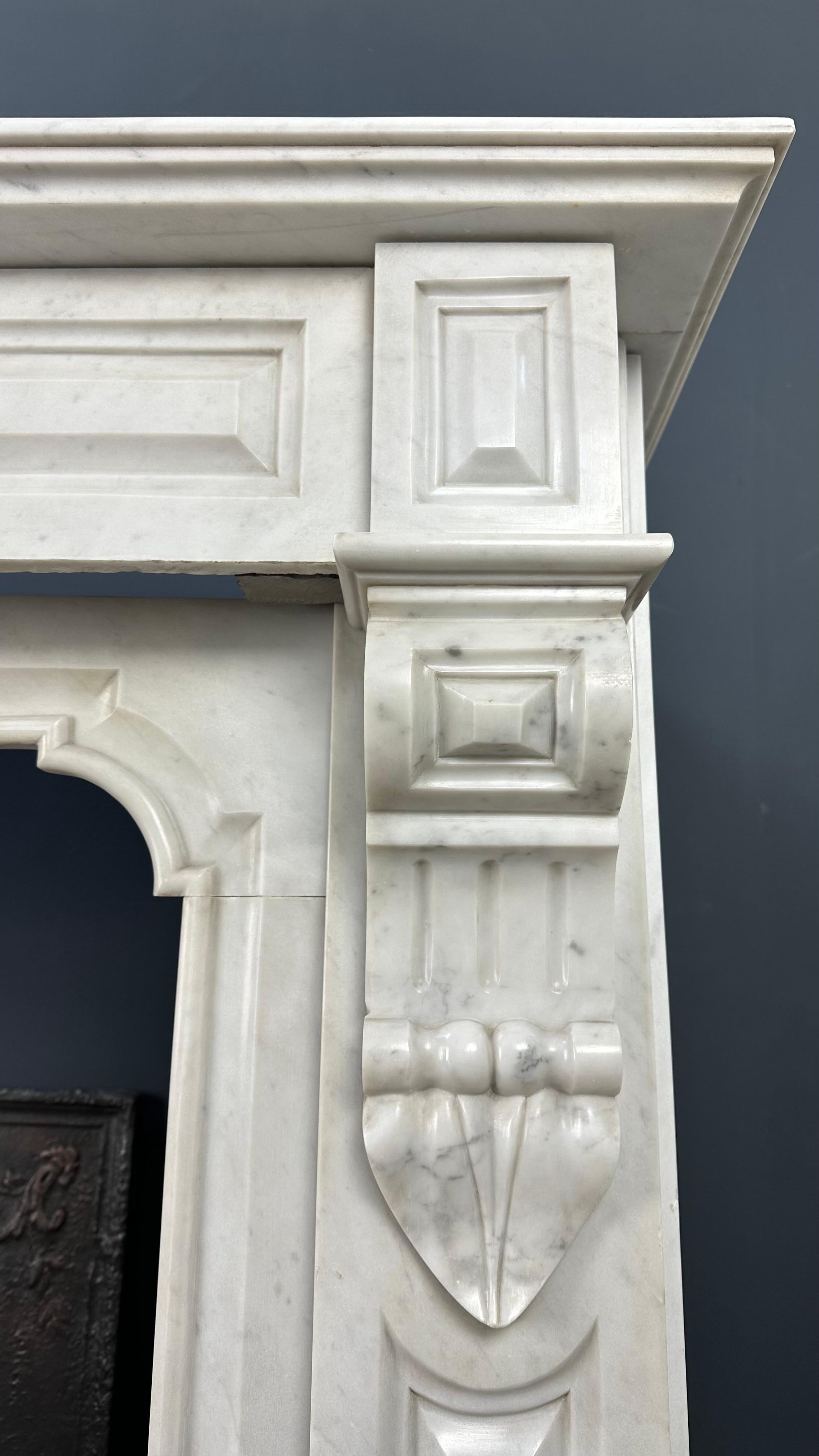 French Antique White Marble Fireplace Surround