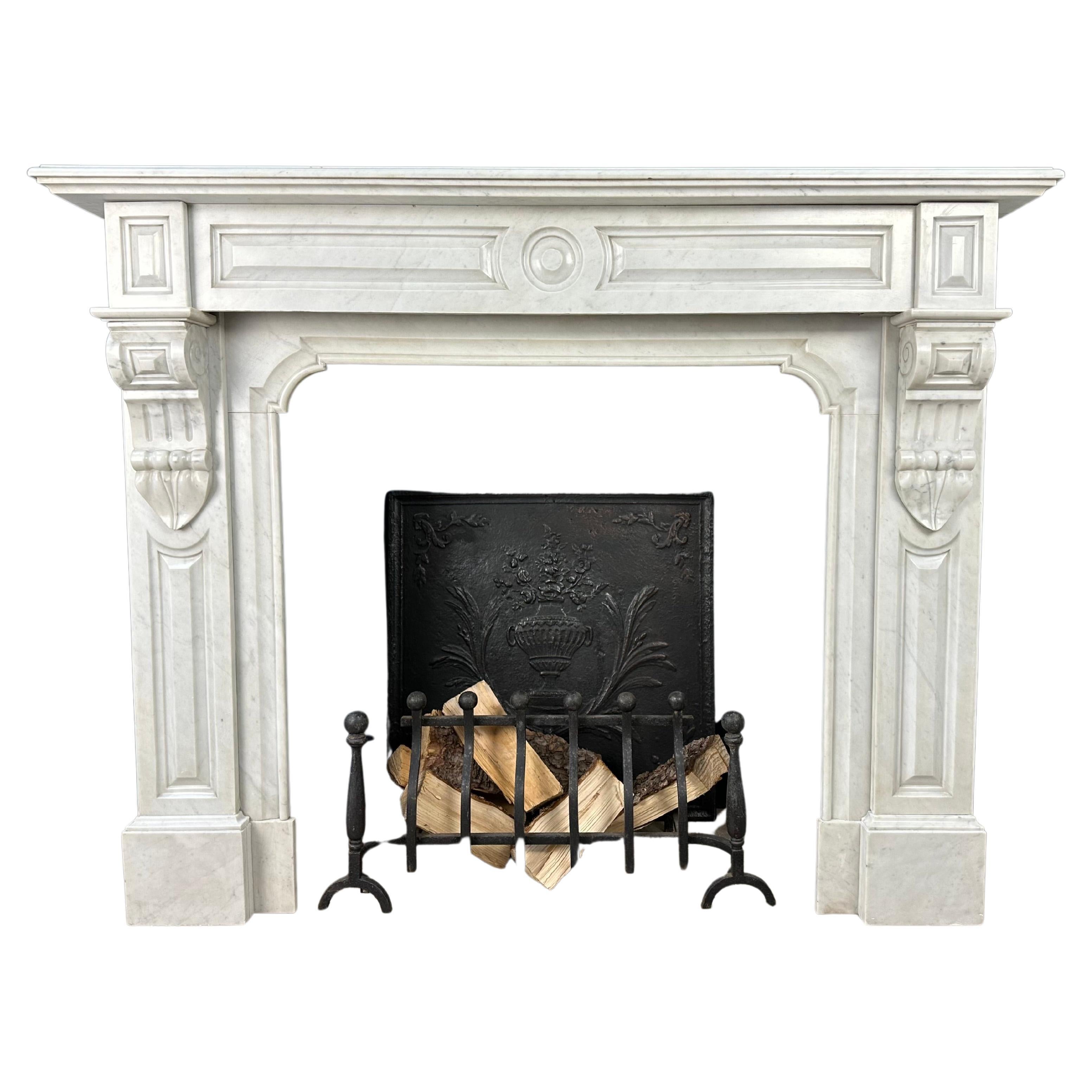 Antique White Marble Fireplace Surround