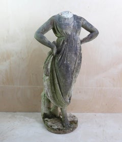 Antique White Marble Garden Statue - Classical Maiden. Italian, 19th Century