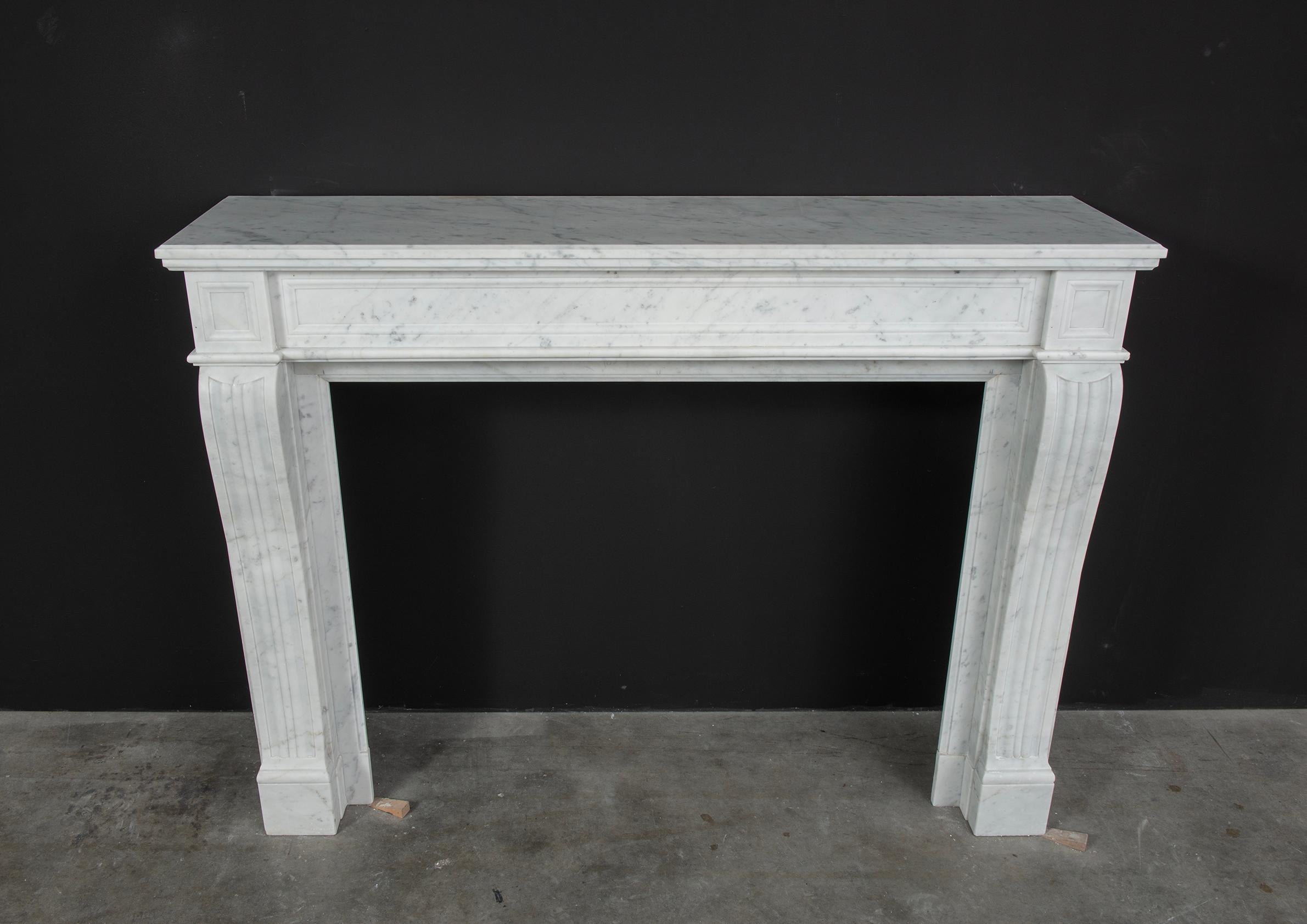 Antique White Marble Louis XVI Fireplace Mantel For Sale 6