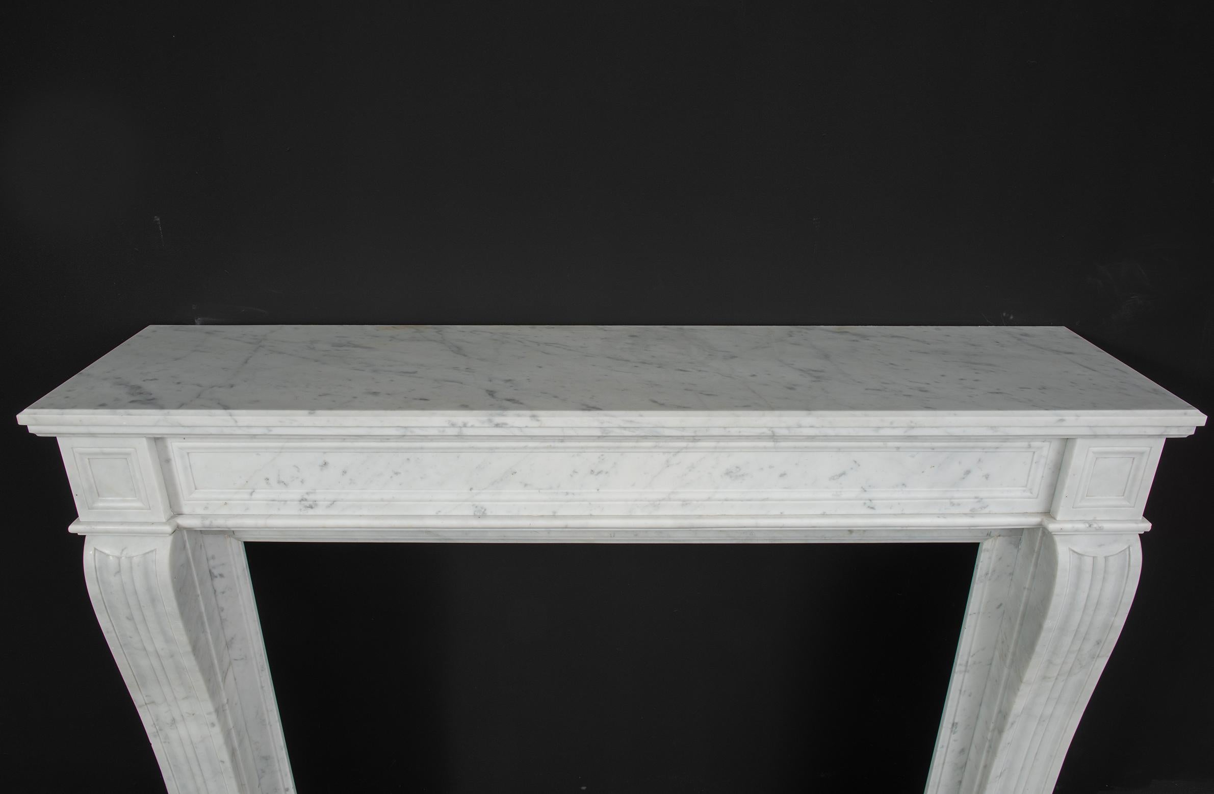 Antique White Marble Louis XVI Fireplace Mantel For Sale 7
