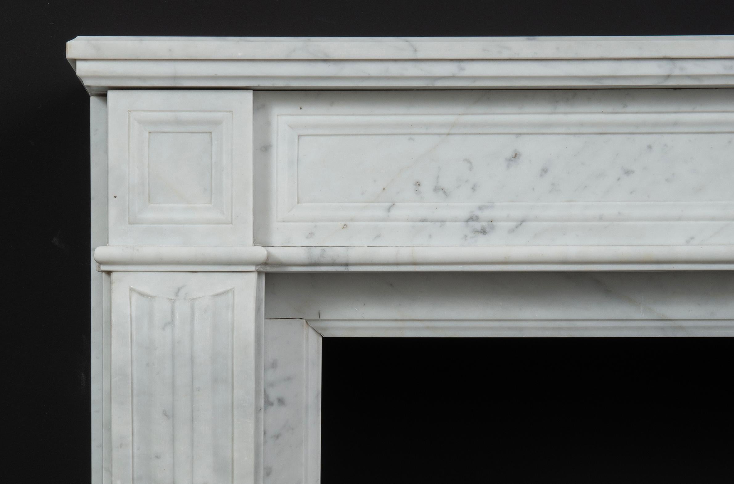 Antique White Marble Louis XVI Fireplace Mantel For Sale 9