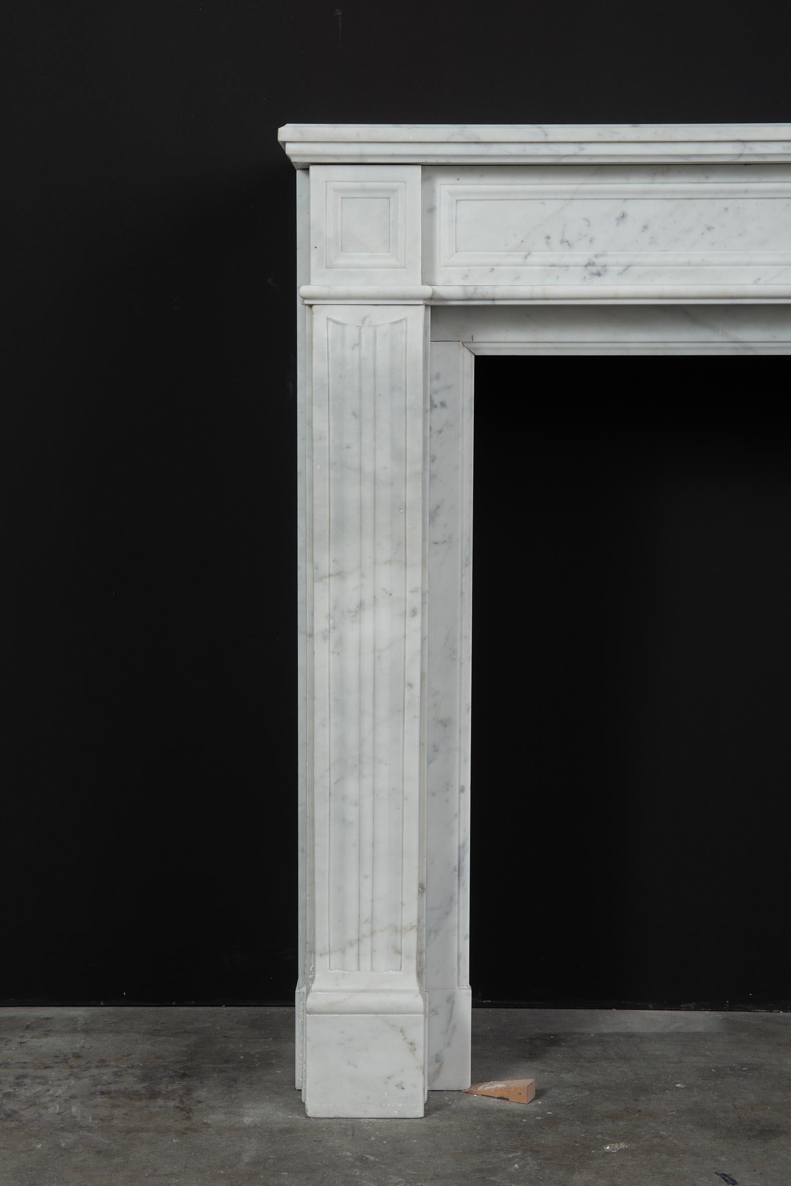 Antique White Marble Louis XVI Fireplace Mantel For Sale 10