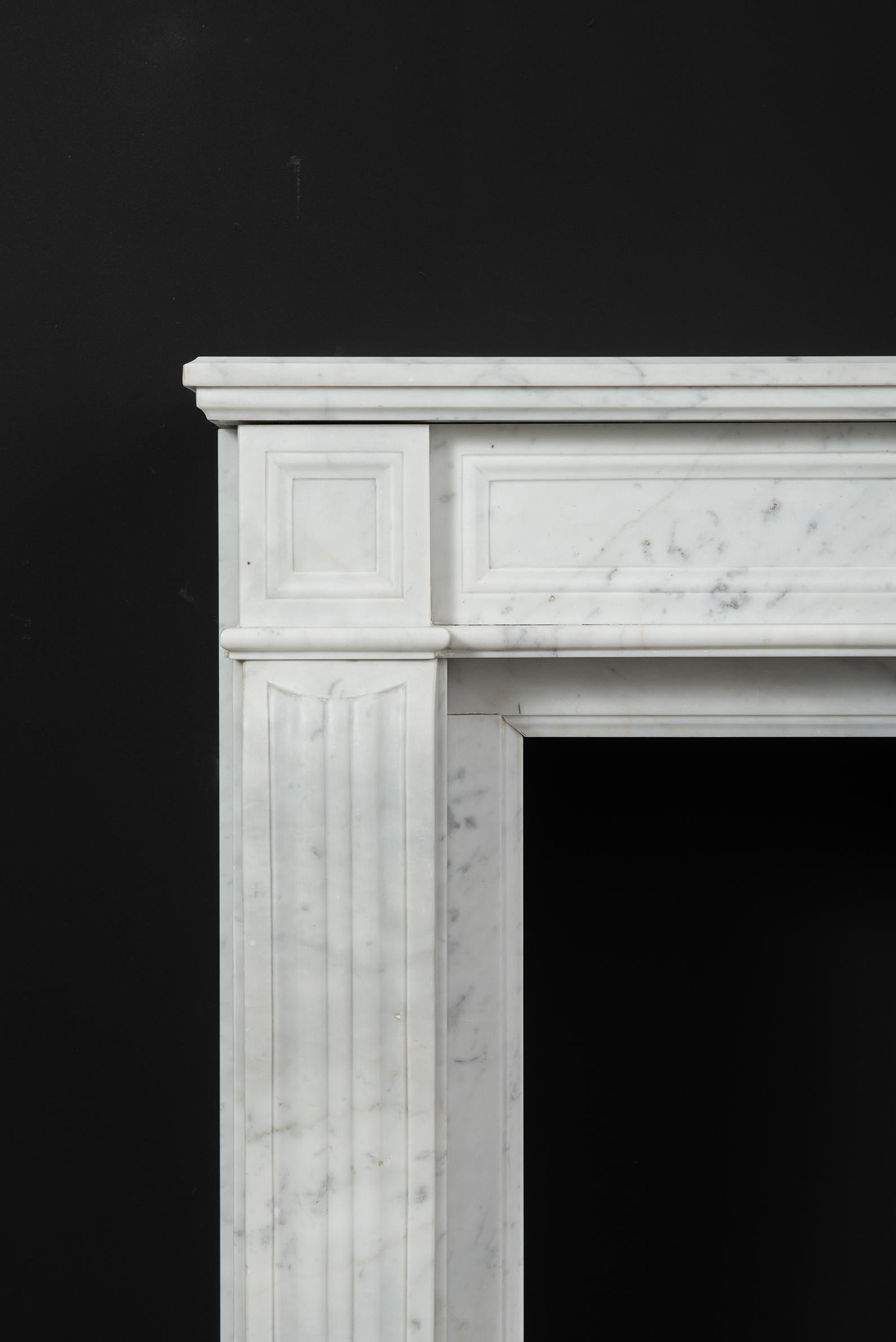 Antique White Marble Louis XVI Fireplace Mantel For Sale 12