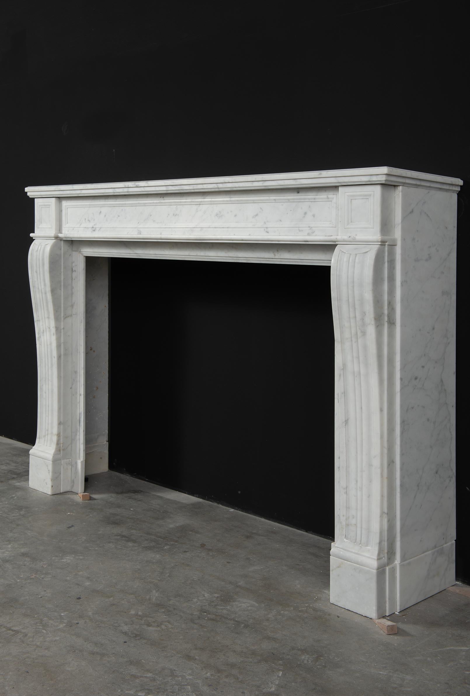 Antique White Marble Louis XVI Fireplace Mantel For Sale 13