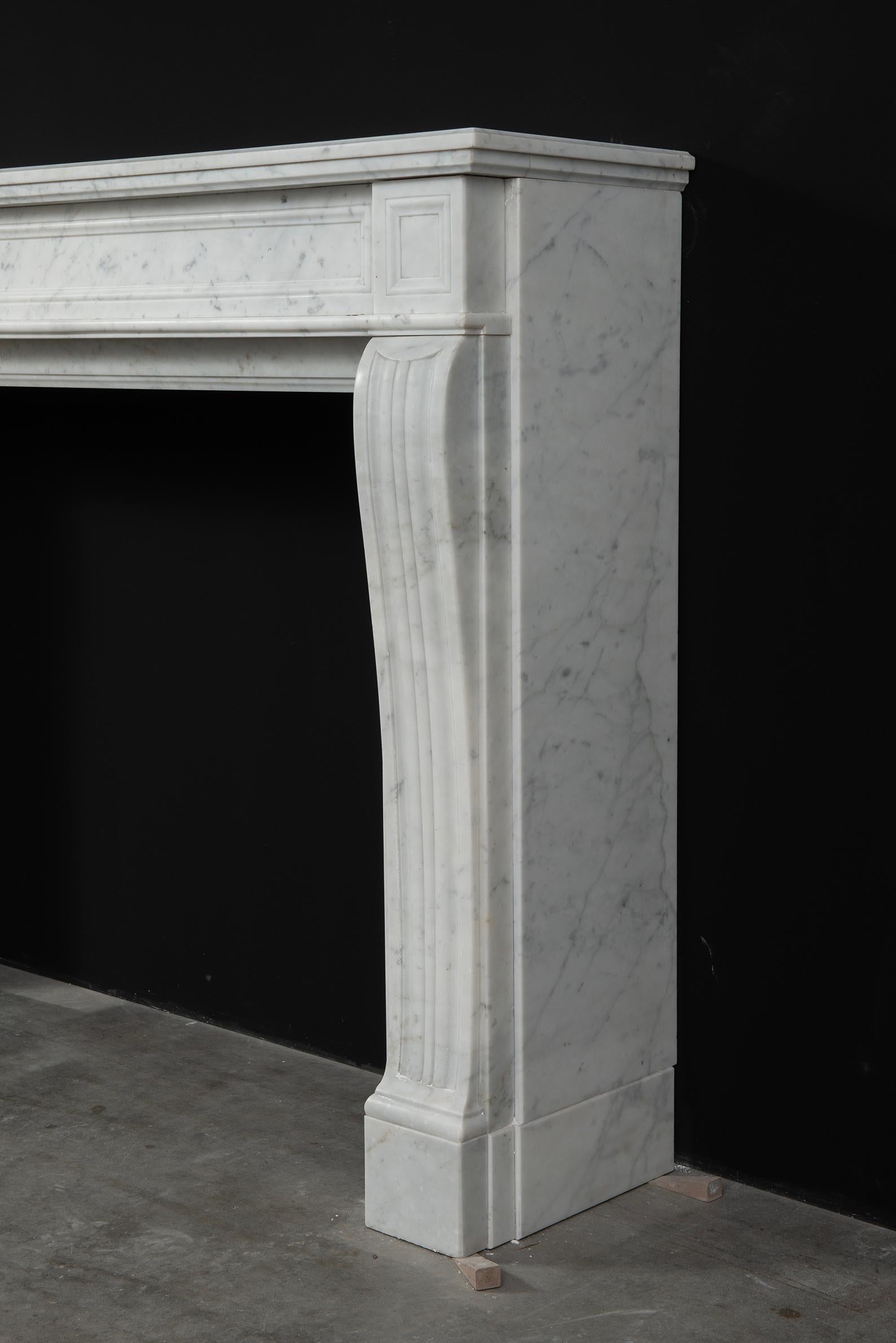 Antique White Marble Louis XVI Fireplace Mantel For Sale 14
