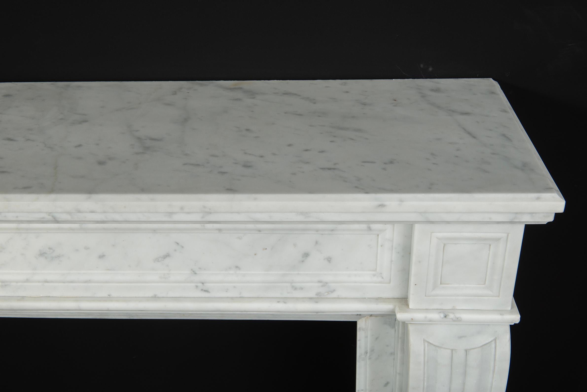 Antique White Marble Louis XVI Fireplace Mantel For Sale 2