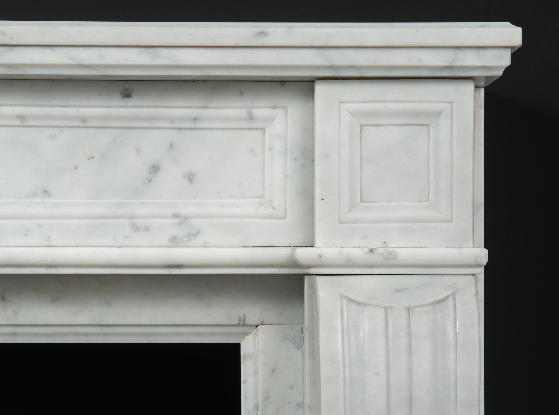 Antique White Marble Louis XVI Fireplace Mantel For Sale 3