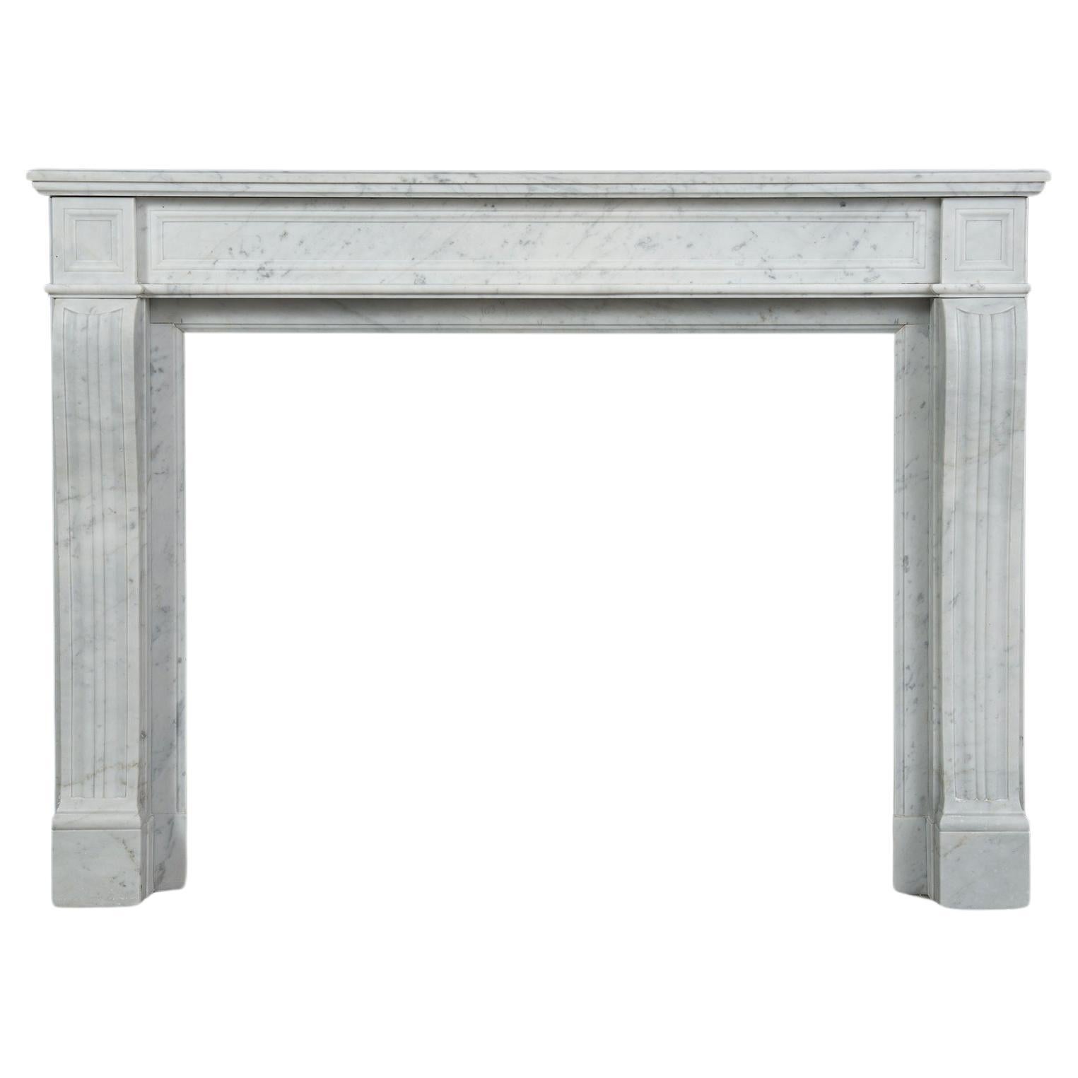 Antique White Marble Louis XVI Fireplace Mantel