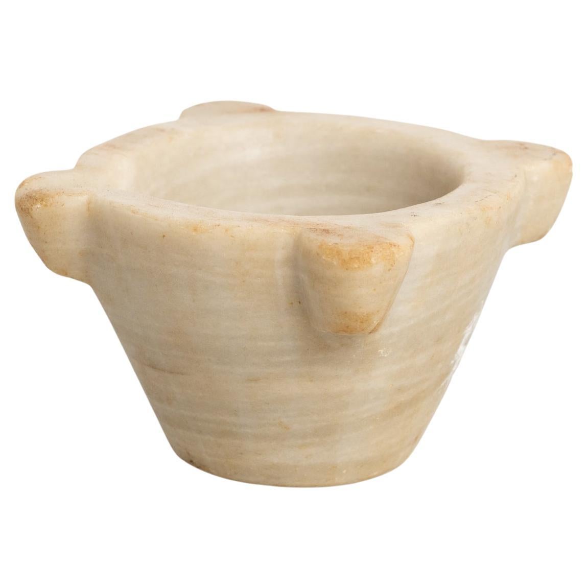 Antique White Marble Mortar – Early 20th Century, 1940s For Sale