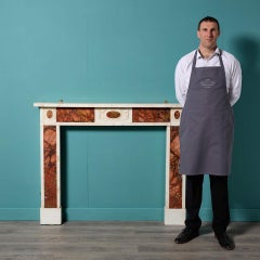 Antique White Marble & Red Jasper Fire Mantel