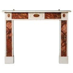 Used White Marble & Red Jasper Fire Mantel
