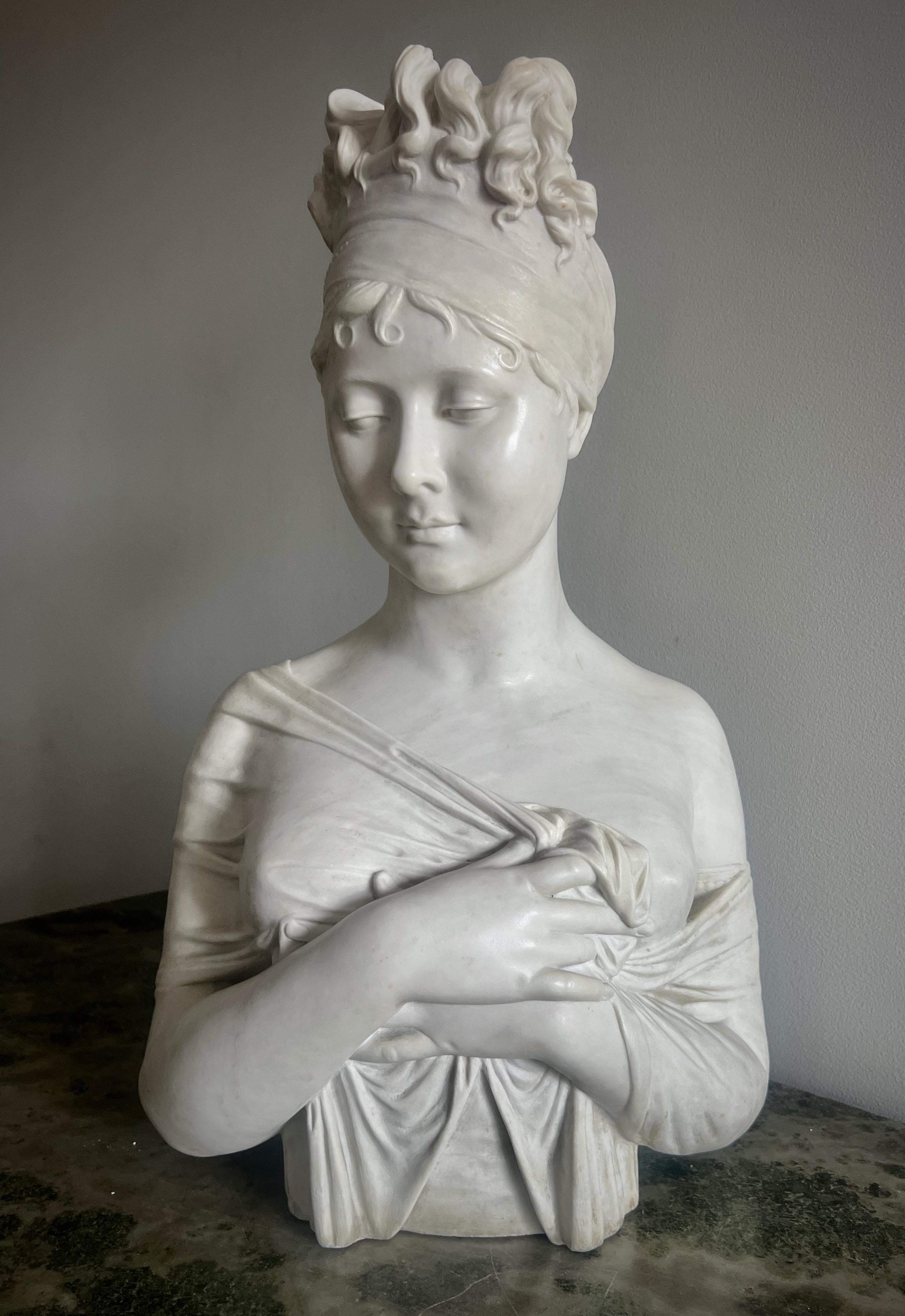 Antique White Marble Sculpture Of Madame Recamier For Sale At 1stDibs Antique White Marble Sculpture Of Madame Recamier For Sale At 1stDibs