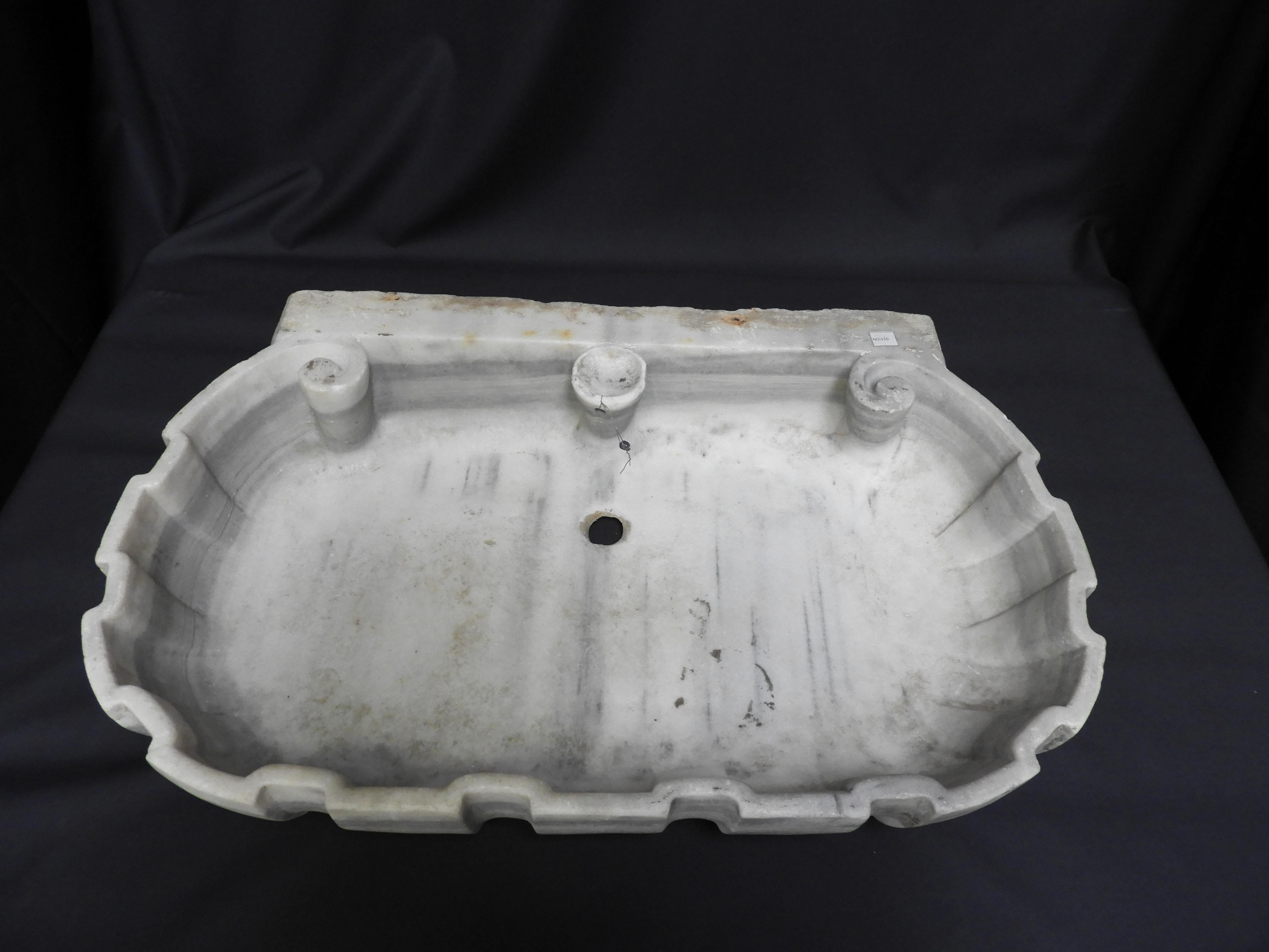 Turkish Antique White Marble Sink For Sale