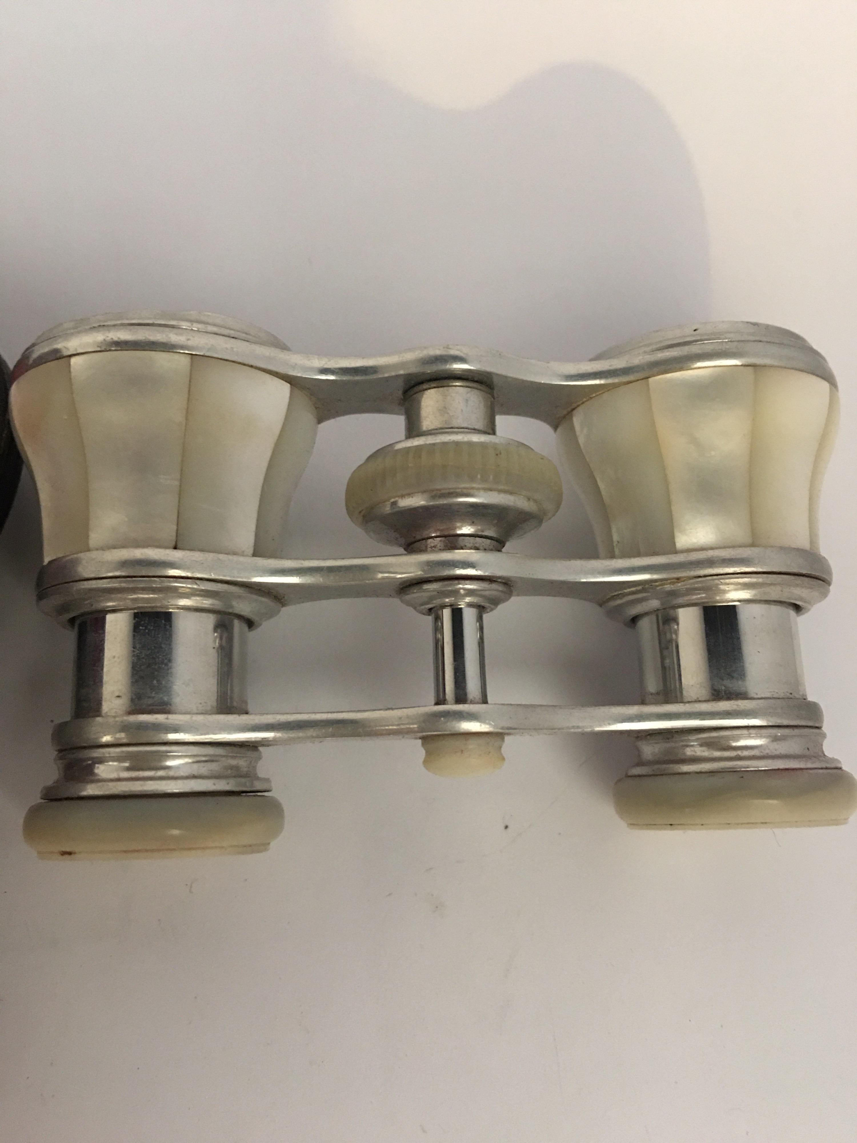 Antique White Metal and Mother of Pearl Opera Glasses For Sale 6