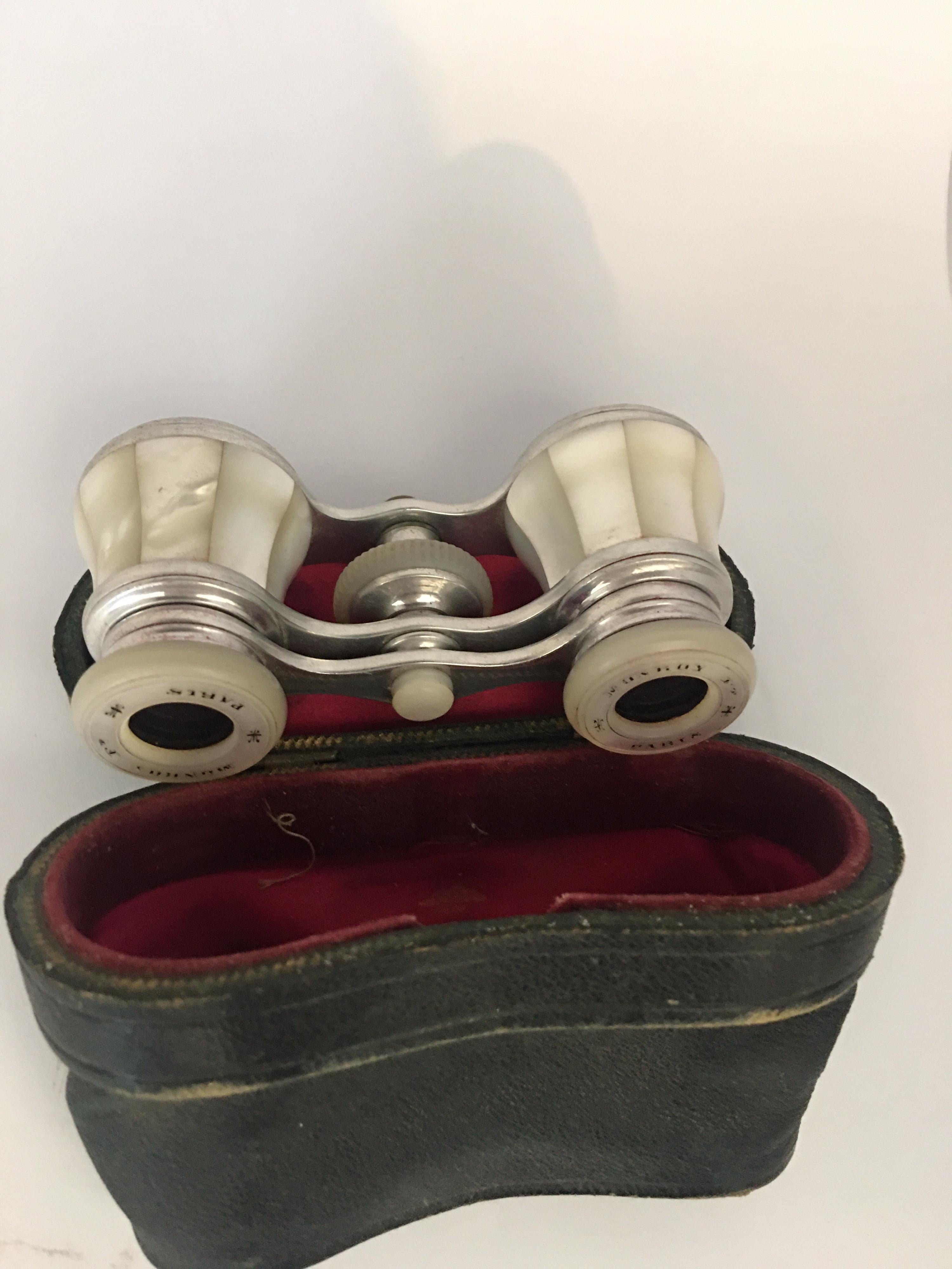 Antique White Metal and Mother of Pearl Opera Glasses For Sale 9