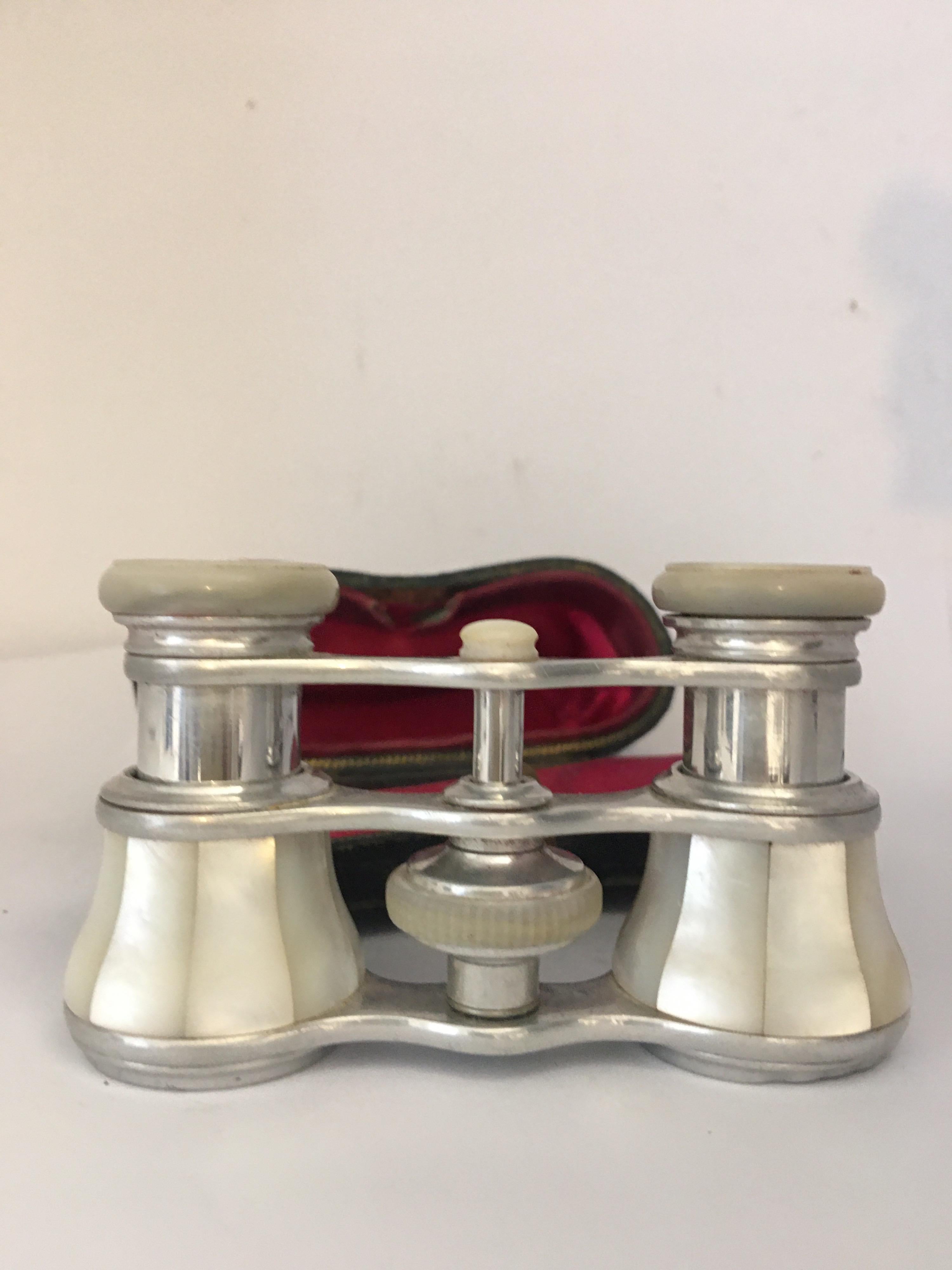 Antique White Metal and Mother of Pearl Opera Glasses For Sale 10