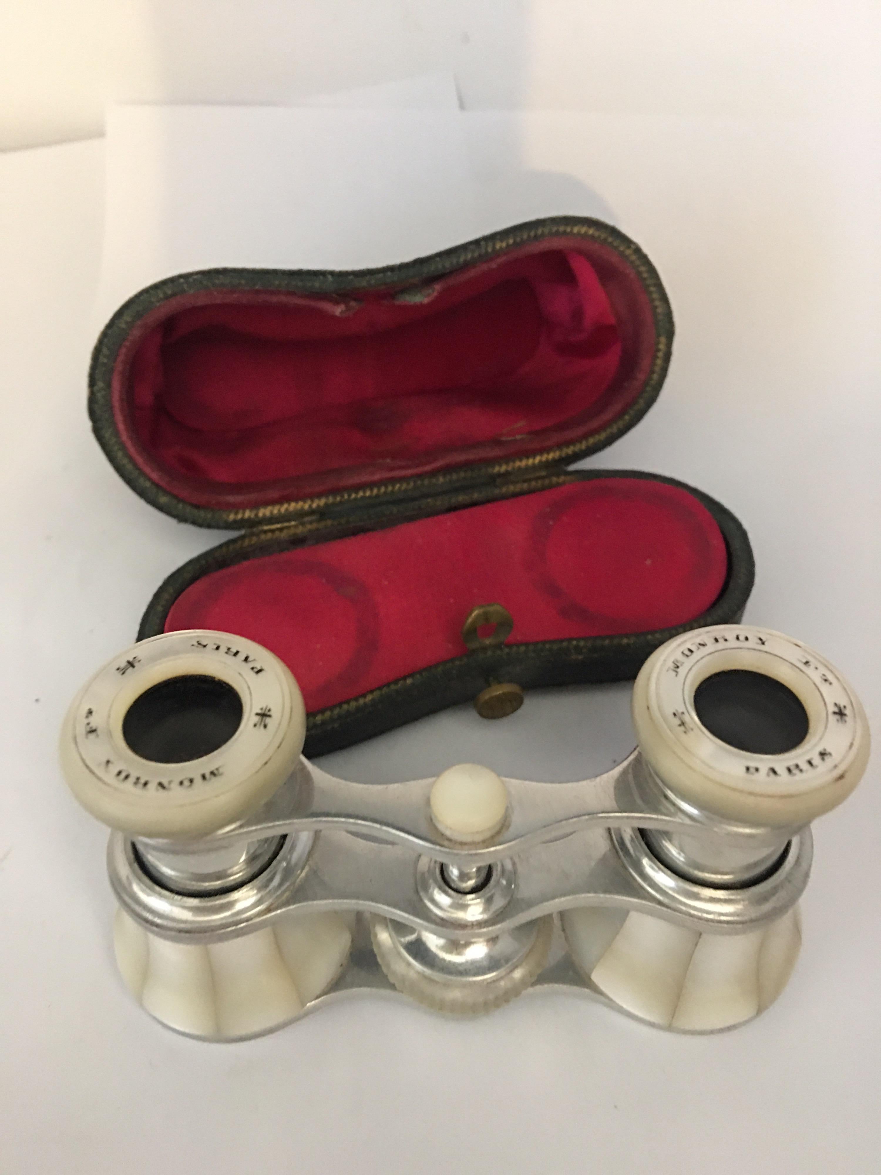 Antique White Metal and Mother of Pearl Opera Glasses For Sale 11