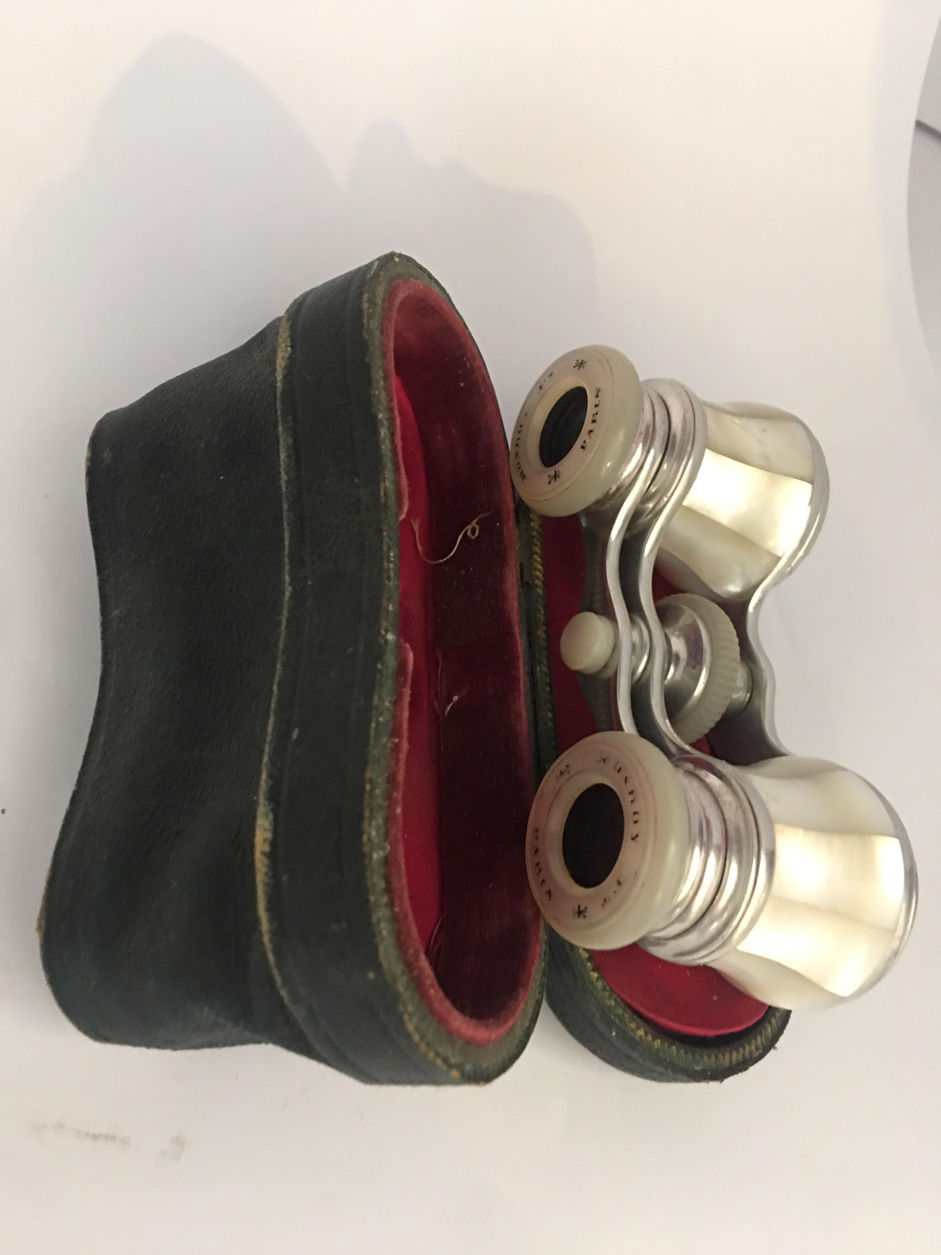 Antique White Metal and Mother of Pearl Opera Glasses For Sale 1