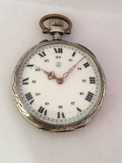 Antique White Metal Hand winding Pocket Watch