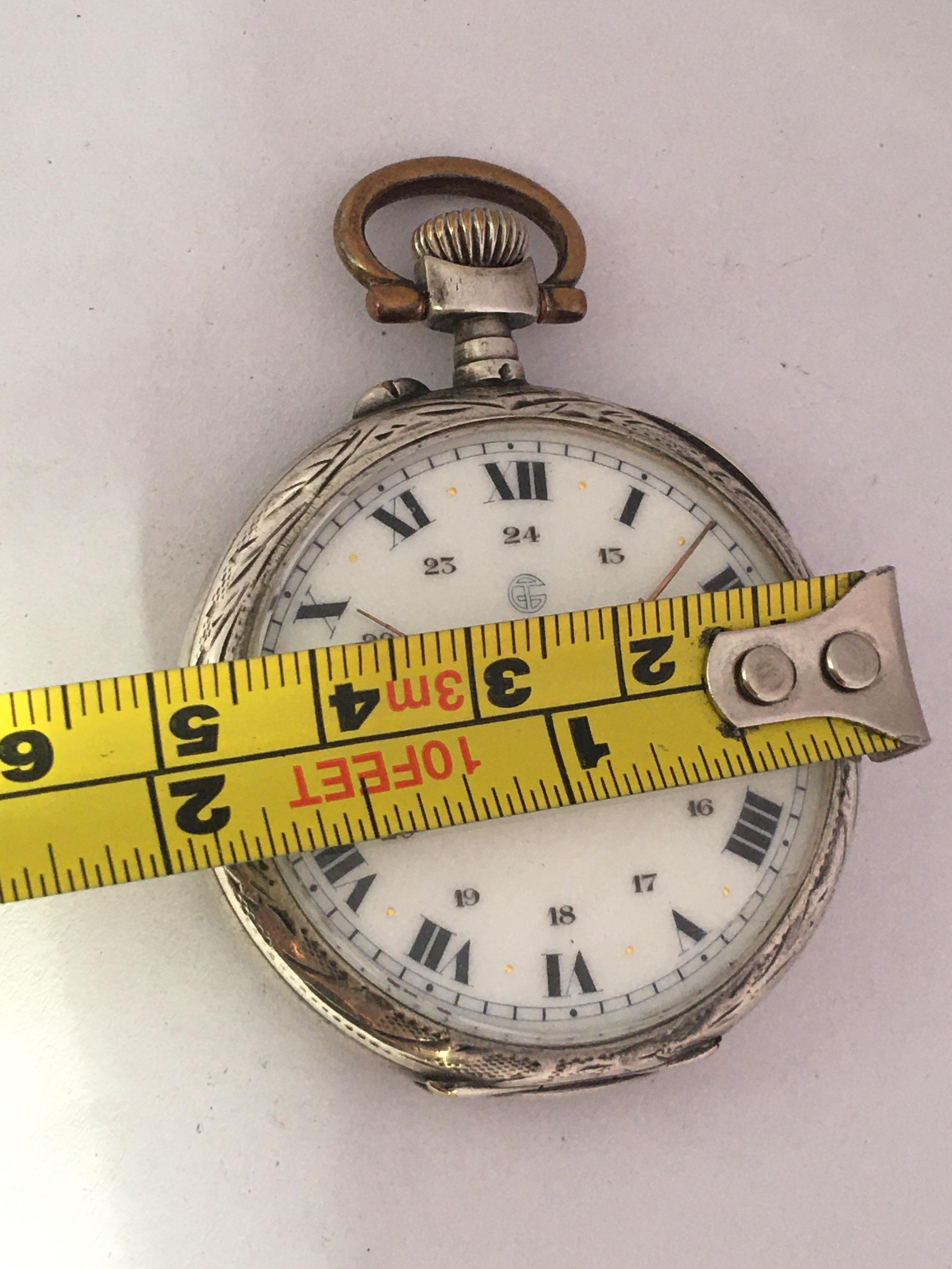 Antique White Metal Hand winding Pocket Watch In Good Condition For Sale In Carlisle, GB